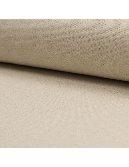 Jersey boordstof lurex - Ecru lurex goud