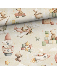 Premium katoenen stof - Vliegende teddybeer