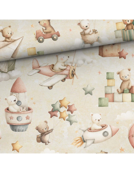 Premium katoenen stof - Vliegende teddybeer