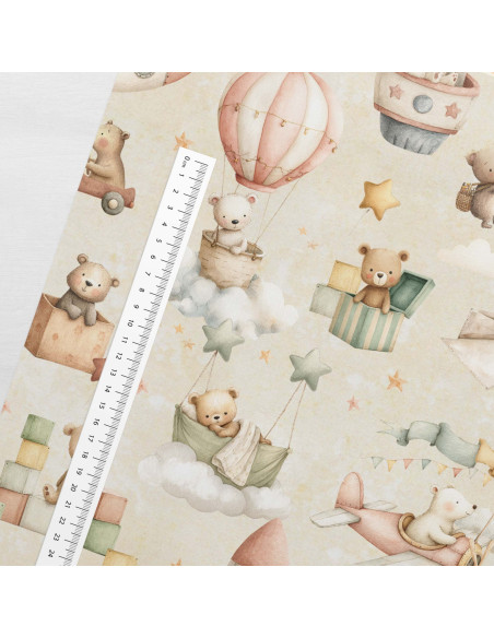 Premium katoenen stof - Vliegende teddybeer