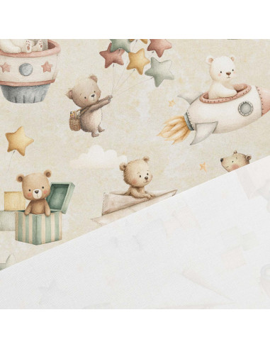 Premium katoenen stof - Vliegende teddybeer