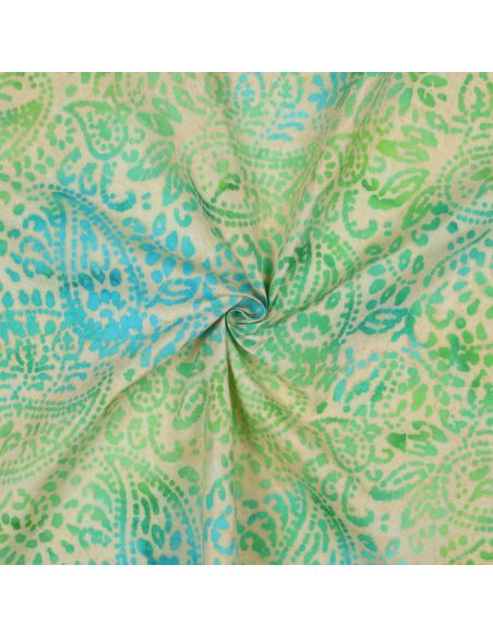 Viscose batik stof Kaona - Groen en blauw