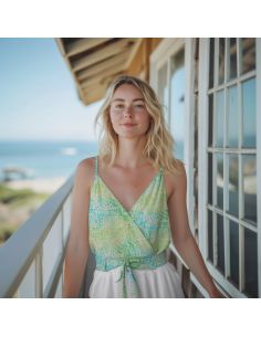 Viscose batik stof Kaona - Groen en blauw 2