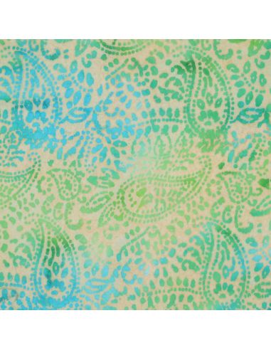 Viscose batik stof Kaona - Groen en blauw