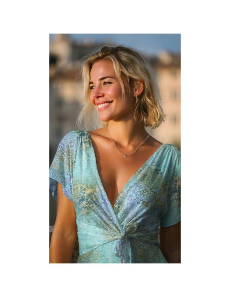 Viscose batik stof Talia - Turquoise
