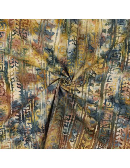 Aora batik katoenen stof - Blauw en groen