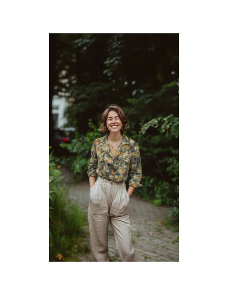Aora batik katoenen stof - Blauw en groen