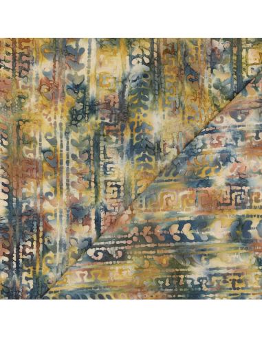 Aora batik katoenen stof - Blauw en groen