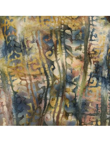 Aora batik katoenen stof - Blauw en groen