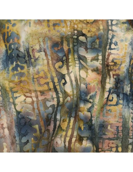 Aora batik katoenen stof - Blauw en groen