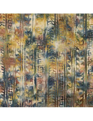 Aora batik katoenen stof - Blauw en groen