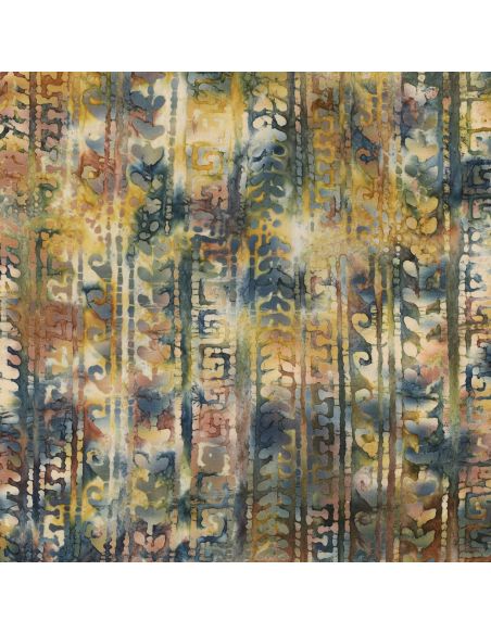 Aora batik katoenen stof - Blauw en groen