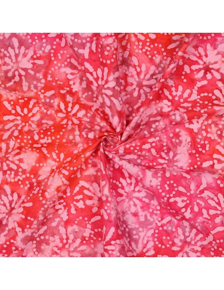 Orélia batik katoenstof - Koraal