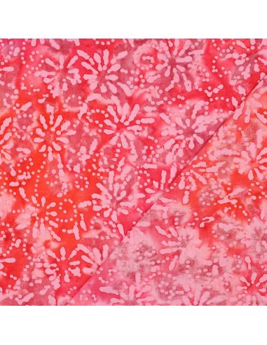 Orélia batik katoenstof - Koraal