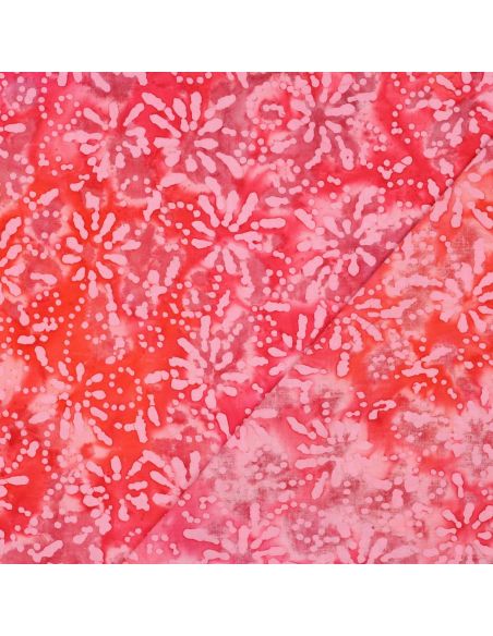 Orélia batik katoenstof - Koraal