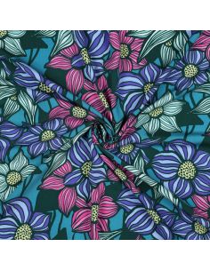 Florane viscose twill stof - Petrolblauw