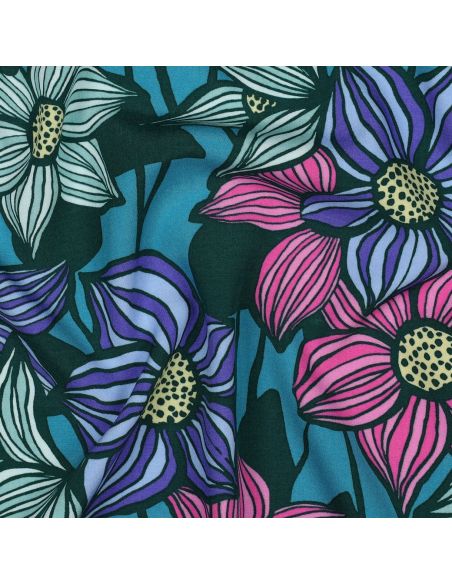 Florane viscose twill stof - Petrolblauw