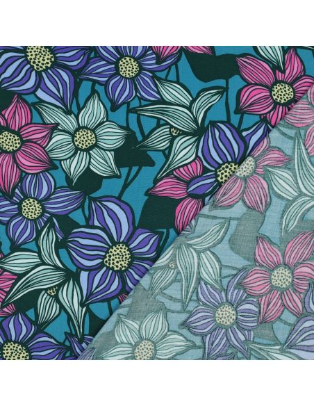 Florane viscose twill stof - Petrolblauw