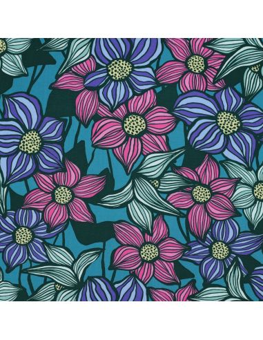 Florane viscose twill stof - Petrolblauw