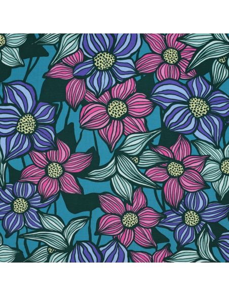 Florane viscose twill stof - Petrolblauw
