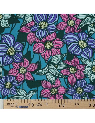 Florane viscose twill stof - Petrolblauw