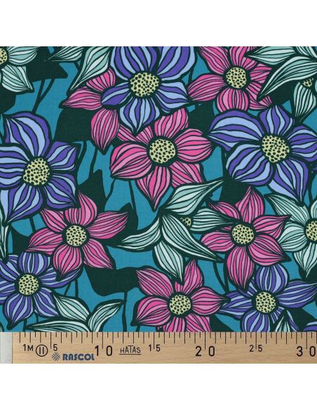 Florane viscose twill stof - Petrolblauw