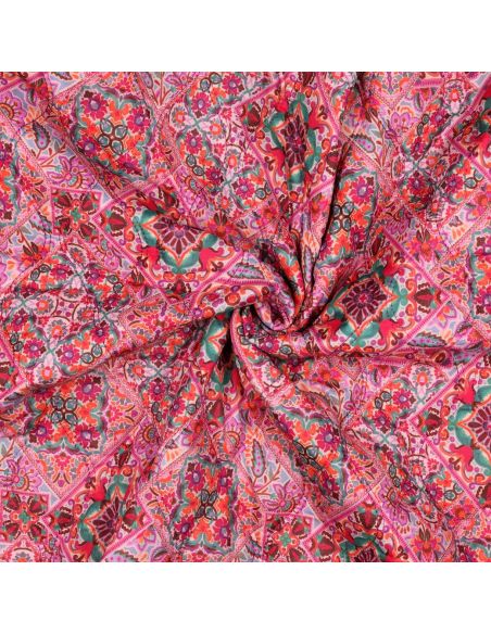 Gewatteerde stof van katoenen voile met patchwork - Roze