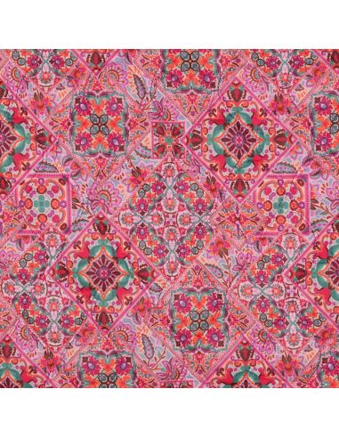 Gewatteerde stof van katoenen voile met patchwork - Roze