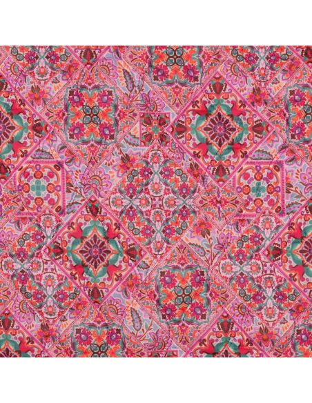 Gewatteerde stof van katoenen voile met patchwork - Roze