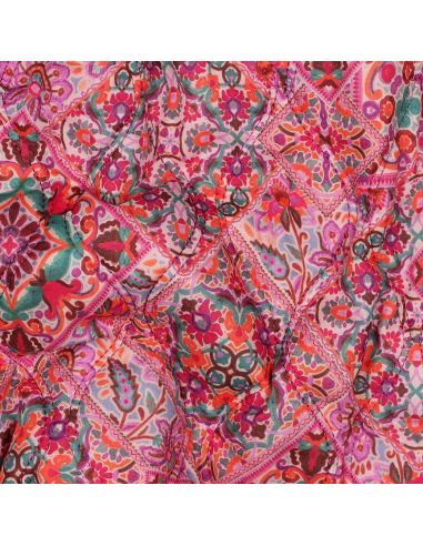 Gewatteerde stof van katoenen voile met patchwork - Roze