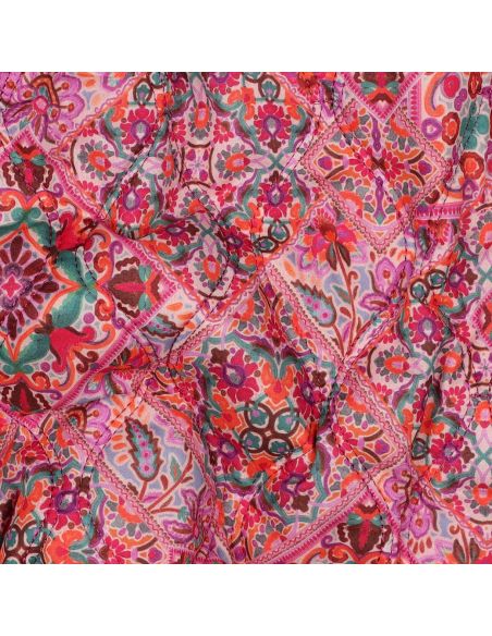 Gewatteerde stof van katoenen voile met patchwork - Roze