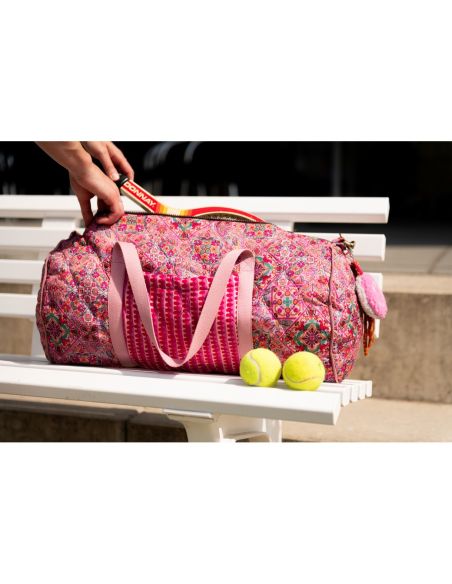 Gewatteerde stof van katoenen voile met patchwork - Roze