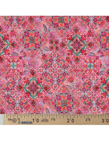 Gewatteerde stof van katoenen voile met patchwork - Roze