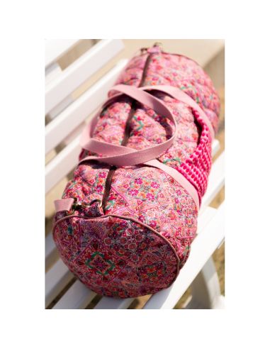 Gewatteerde stof van katoenen voile met patchwork - Roze
