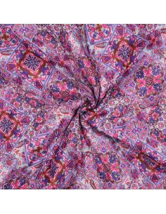 Gewatteerde stof van katoenen voile met patchwork - Blauw
