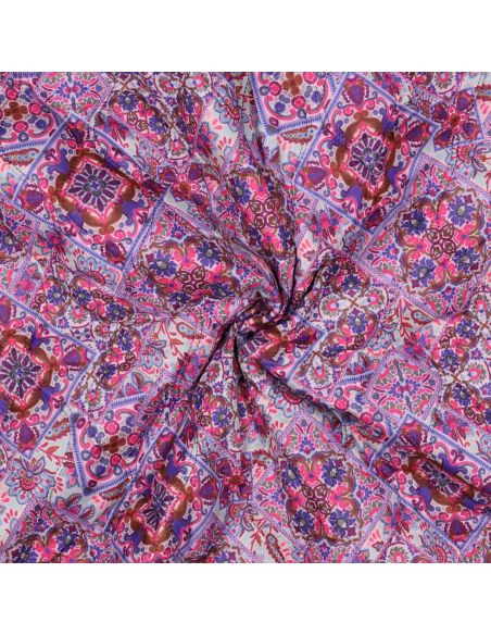Gewatteerde stof van katoenen voile met patchwork - Blauw