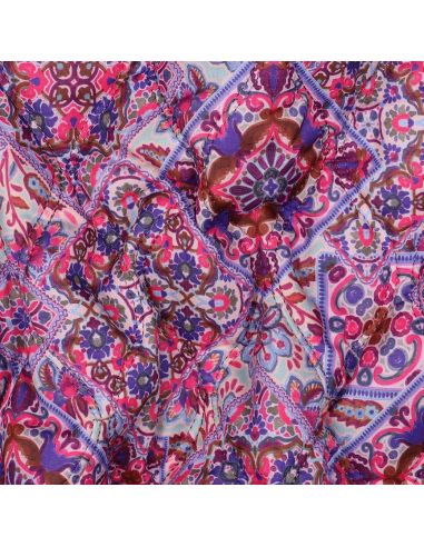 Gewatteerde stof van katoenen voile met patchwork - Blauw