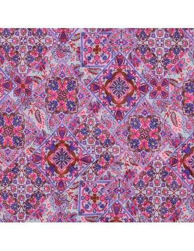 Gewatteerde stof van katoenen voile met patchwork - Blauw