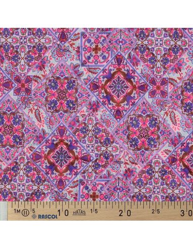 Gewatteerde stof van katoenen voile met patchwork - Blauw