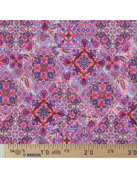 Gewatteerde stof van katoenen voile met patchwork - Blauw