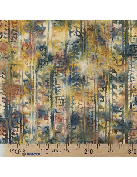 Aora batik katoenen stof - Blauw en groen