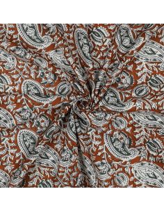 Indiase katoenen stof block print Nalini - Cognac
