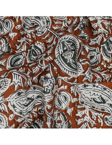 Indiase katoenen stof block print Nalini - Cognac