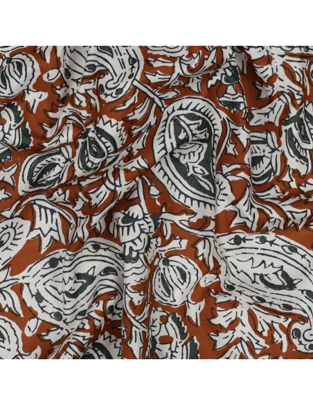 Indiase katoenen stof block print Nalini - Cognac