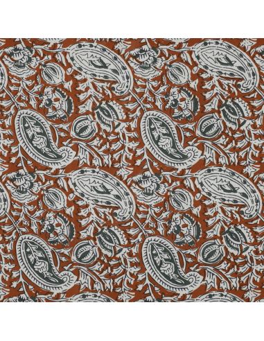 Indiase katoenen stof block print Nalini - Cognac