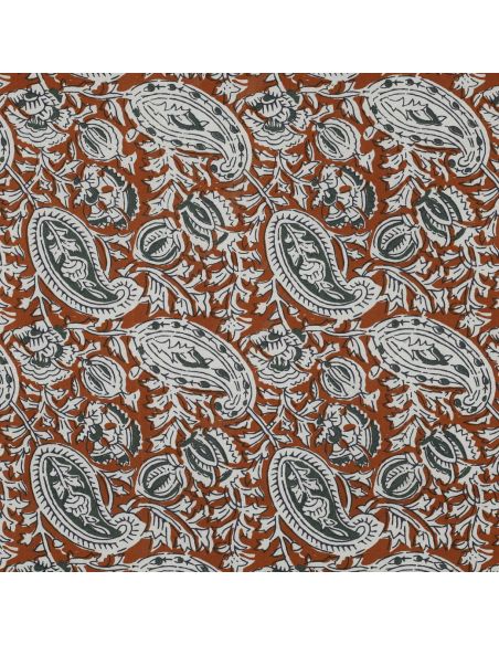 Indiase katoenen stof block print Nalini - Cognac