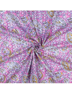 Indiase katoenen stof block print Nalini - Roze