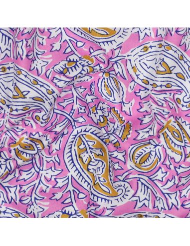 Indiase katoenen stof block print Nalini - Roze