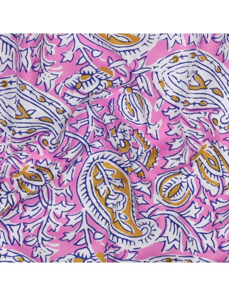Indiase katoenen stof block print Nalini - Roze