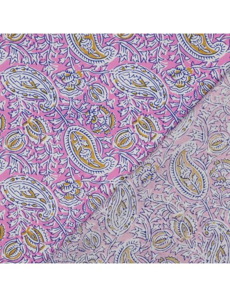 Indiase katoenen stof block print Nalini - Roze